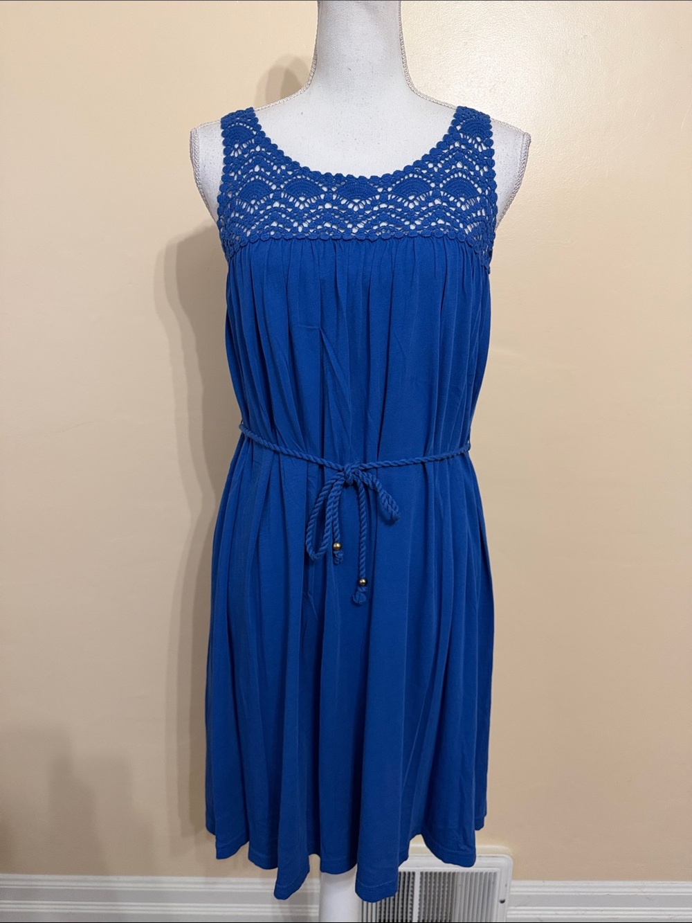 H&M Sleeveless Grecian Crochet Dress with Tie Waist